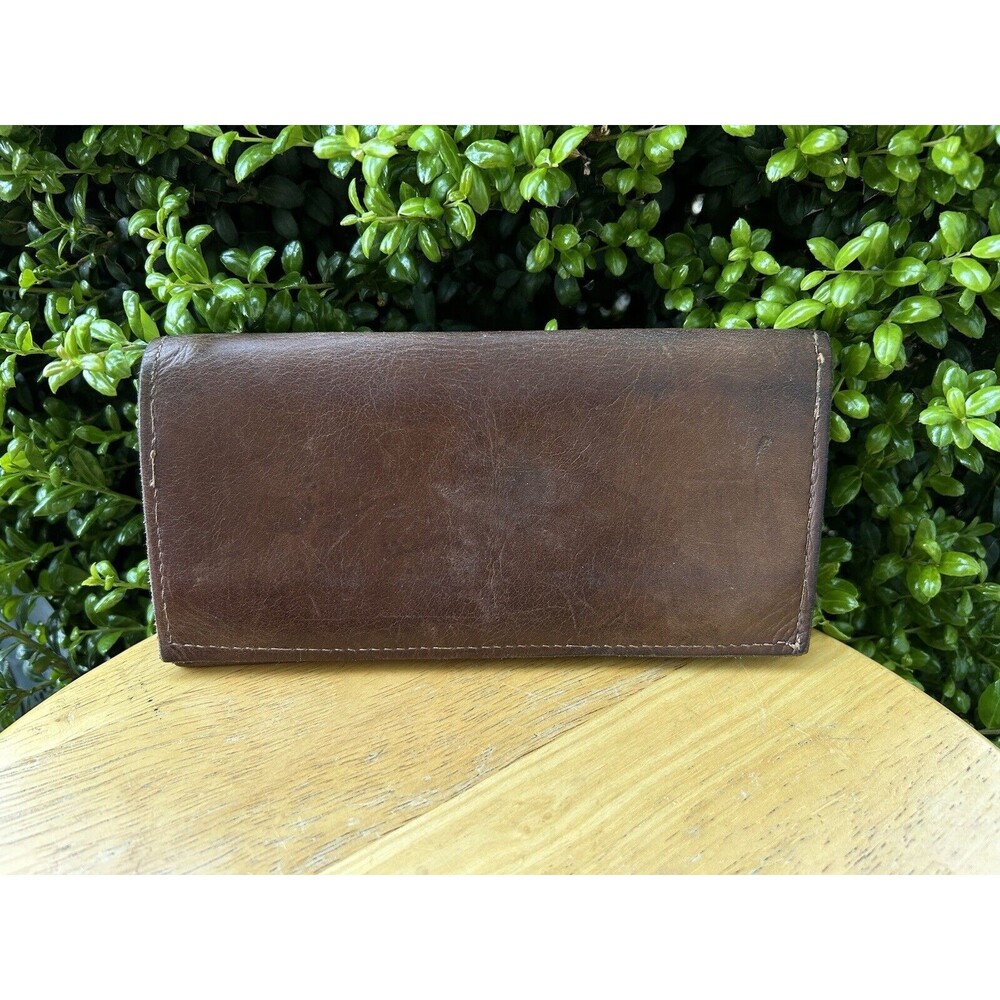 Vintage Leather Wallet Unisex Handmade Zipper Soft Brown Leather CC